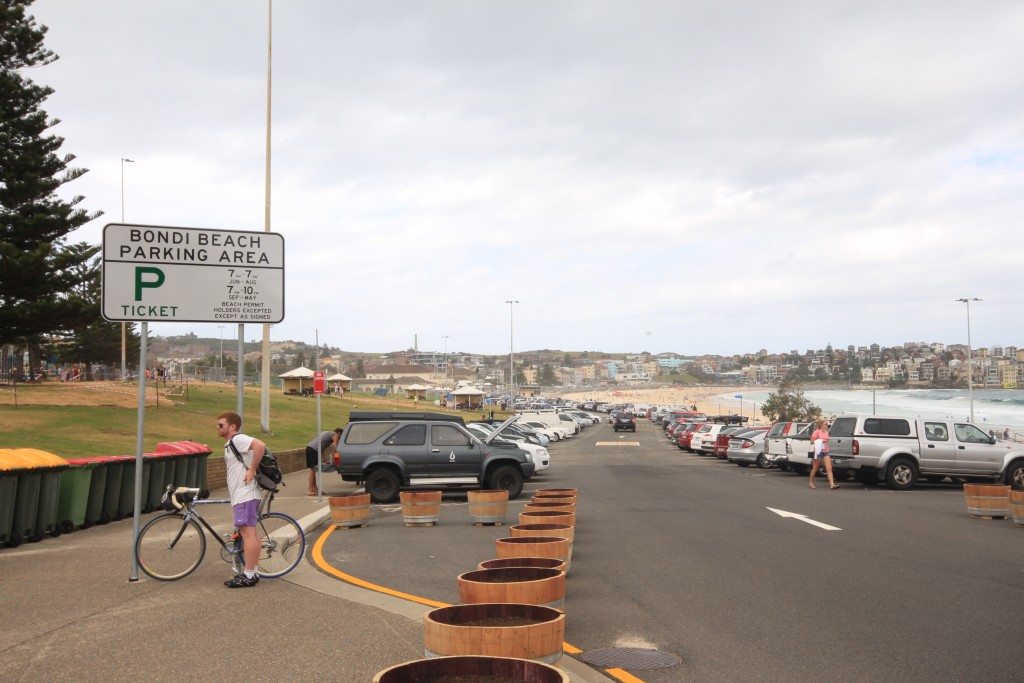 Beachfront parking area.